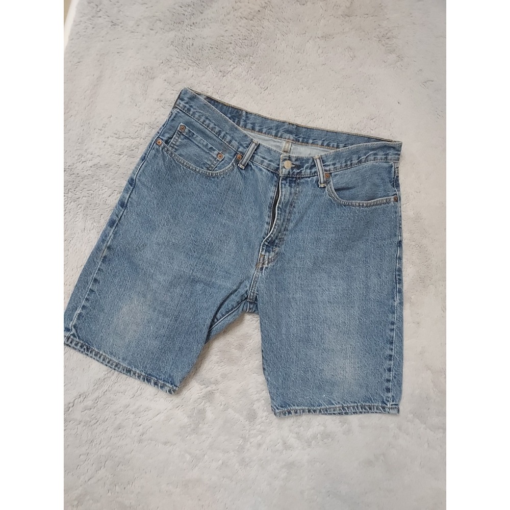 Levis 505 Jean Shorts Mens 36 (34) Regular Fit Denim Blue Jorts Medium Wash